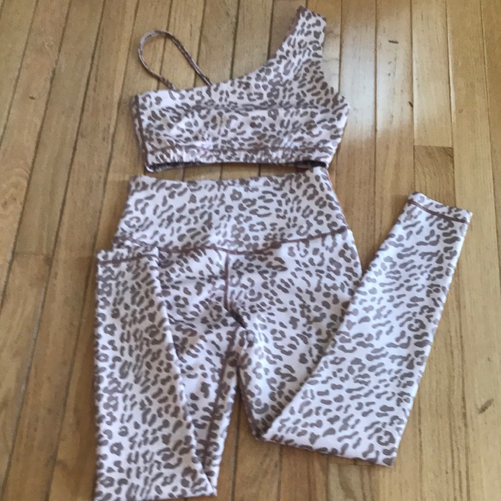 Leopard Print One-Shoulder Activewear Set